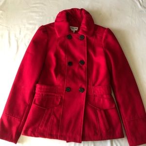 Feisty red pea coat